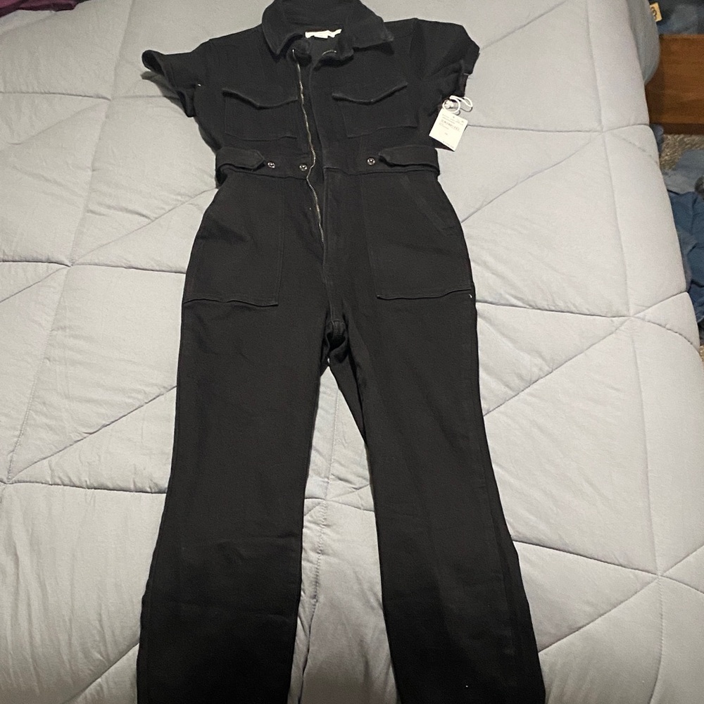 Black Utility Jumpsuit - Women's Zip Front Workwear